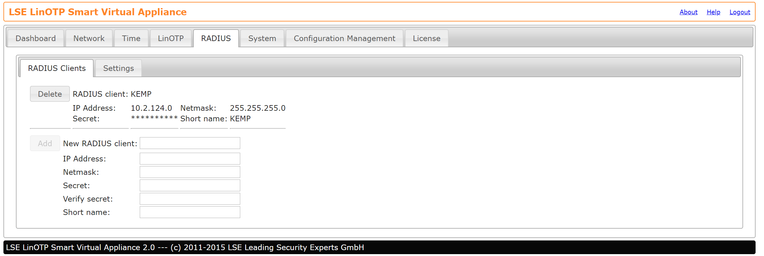 LinOTP Configuration for RADIUS clients